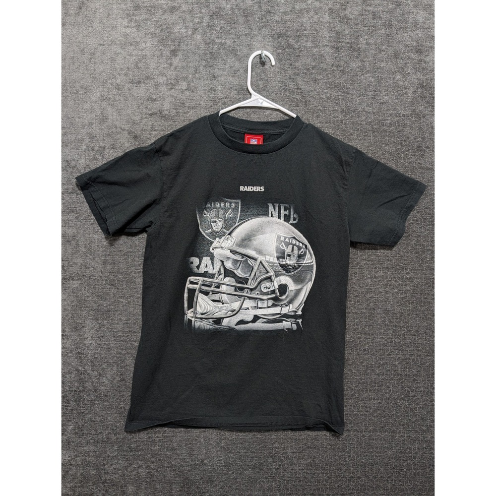NFL Las Vegas Raiders Kids XL 18/20 Black Graphic T-Shirt Helmet Shield Logo